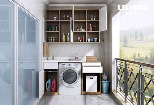 阳台洗衣机柜子这样设计，美观实用节省空间！
